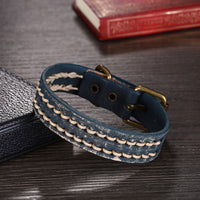 Leather Bracelet Handmade  10 Inches 15MM Belt buckle L479