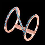 Rose Gold Platinum Plated Plated Knuckle Ring Kallaite Stone Blue B508