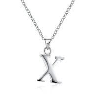 Sterling Silver Plated Necklace Women Pendant Initial Letter Alphabet B375