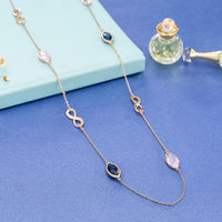 Yellow Gold Plated Necklace Chain  AAA Zirconia Blue Lobster Clasp B390