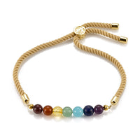 Chakra Adjustable Nylon Cord Slider Bracelet Bracelet Gemstone Gold Blue Z155