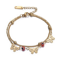 Stainless Steel Multi-strand Bracelet Lobster Butterfly Gold 6-3/4" 17cm Z635