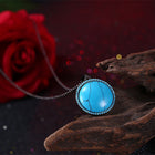 Platinum Plated Necklace Pendant Drop Kallaite Blue 20 Inch 1MM Lobster B192