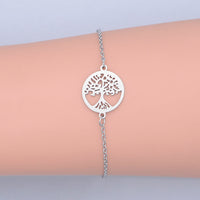 Stainless Steel Bracelet Lobster Clasp Tree of Life Silver Gold Adjustable P259