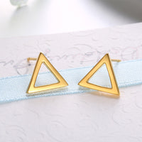 Rose Gold Plated Earrings Triagle Stud Push Back Clasp L514