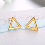 Rose Gold Plated Earrings Triagle Stud Push Back Clasp L514