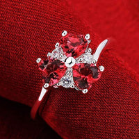 Sterling Silver Plated Heart CleverZirconia Flower Band Ring Size 8 B143