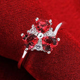 Sterling Silver Plated Heart CleverZirconia Flower Band Ring Size 8 B143