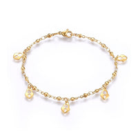 304 Stainless Steel Charm Bracelet  Lobster Heart Lock Gold 8.2" 3mm  A95