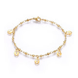 304 Stainless Steel Charm Bracelet  Lobster Heart Lock Gold 8.2" 3mm  A95