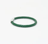 Unisex Men's Genuine Leather Stainless Steel Magnetic Clasp Bracelet Green