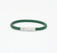 Unisex Men's Genuine Leather Stainless Steel Magnetic Clasp Bracelet Green