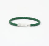 Unisex Men's Genuine Leather Stainless Steel Magnetic Clasp Bracelet Green