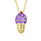 Yellow Gold Plated Necklace Women's Pendant Ice Cream AAA Zirconia Lobster B176