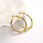 Rose Yellow Gold Silver Zirconia Latch Back Hoop Earrings L113