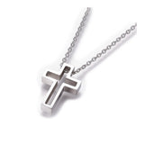 Stainless Steel Pendant Necklace Lobster Cross Gunmetal 18" 20x14x3mm Z460