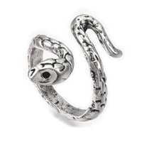 Alloy Cuff Finger Ring Snake Antique Silver Size 5 Adjustable 15.5mm P440