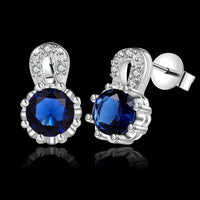 Sterling Silver Plated Earrings Butterfly Stud Zirconia  Push Back Clasp L691