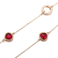 Yellow Gold Plated Necklace Chain AAA Zirconia Red Lobster Clasp B385