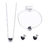 Stainless Steel Set Pendant Necklace Earrings Bracelets Enamel Heart 17" P721