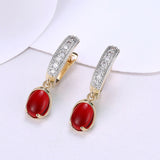 Platinum Plated Earrings Drop Dangle AAA Zirconia Blue Latch Back Clasp L591