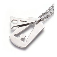 Stainless Steel Initial Pendant Necklace Lobster Chain Alphabet Letter 27" A385