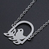 Stainless Steel Pendant Necklace Lobster Bird Birdcage Silver 16.92" 43cm Z582