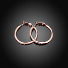 Rose Yellow Gold Silver Zirconia Latch Back Hoop Earrings L113