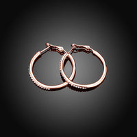 Rose Yellow Gold Silver Zirconia Latch Back Hoop Earrings L113