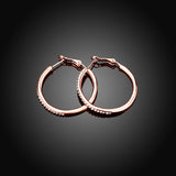 Rose Yellow Gold Silver Zirconia Latch Back Hoop Earrings L113