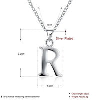 Sterling Silver Plated Necklace Women Pendant Initial Letter Alphabet B375