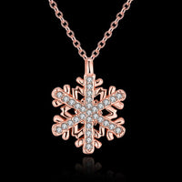 Rose Platinum Plated Necklace Pendant Snow Flake 20 Inches 1MM Lobster B129