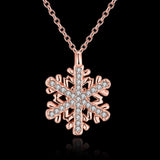 Rose Platinum Plated Necklace Pendant Snow Flake 20 Inches 1MM Lobster B129