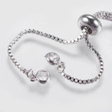 Adjustable Pave Cubic Zirconia Bracelets Bolo Bracelet Slider Gold 8.4"  P502