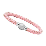 Unisex Men's Genuine Leather Stainless Steel Magnetic Clasp Bracelet Pink