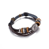 Leather Bracelet  Brown 8.5 Inches 20MM Push button  L442