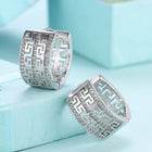 Yellow Gold Platinum Plated Earrings Hoop Huggies Zirconia Latch Back Clasp L548