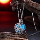 Platinum Plated Necklace Pendant Heart Kallaite Blue 20 Inches 1MM Lobster B191