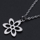 Stainless Steel Pendant Necklace Lobster Flower Silver 15.74" 40cm 1.5mm Z598