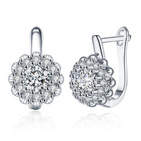 Platinum Plated Earrings  Hoop Huggies AAA Zirconia Latch Back Clasp L582