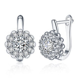 Platinum Plated Earrings  Hoop Huggies AAA Zirconia Latch Back Clasp L582