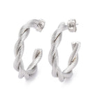 Stainless Steel Half Hoop Earrings Stud  Hypoallergenic Twisted Ring Gold Z277