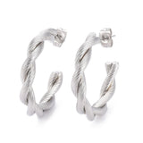 Stainless Steel Half Hoop Earrings Stud  Hypoallergenic Twisted Ring Gold Z277