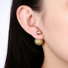 Rose Yellow Gold Platinum Plated Earrings Stud Push Back Clasp L642