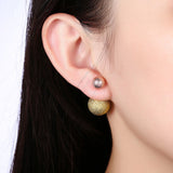 Rose Yellow Gold Platinum Plated Earrings Stud Push Back Clasp L642