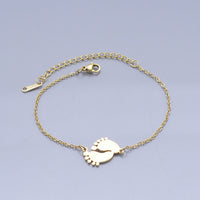 Stainless Steel Bracelet Lobster Baby Feet Silver Ajustable Z213