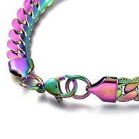 Stainless Steel Cuban Bracelet Lobster Multi-color 7" 6.3mm Z200