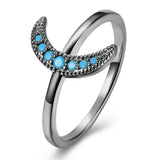 Yellow Gold Platinum Plated Ring Womens Moon Kallaite Stone Blue B506