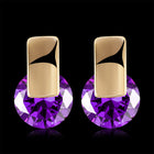Platinum Plated Earrings Stud AAA Zirconia Blue Push Back Clasp L590