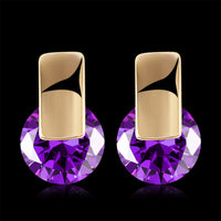 Platinum Plated Earrings Stud AAA Zirconia Blue Push Back Clasp L590